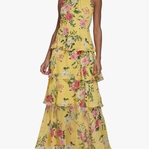Floral Yellow Tiered Dress